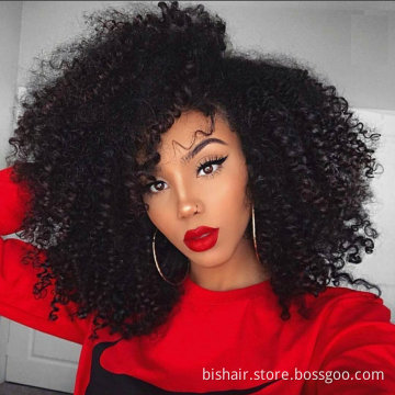 Afro Kinky Curly Hair Real Wig 100% Real Hair Brazil Front Lace Wig 180 Density Natural Color Suitable for Women's Wholesale